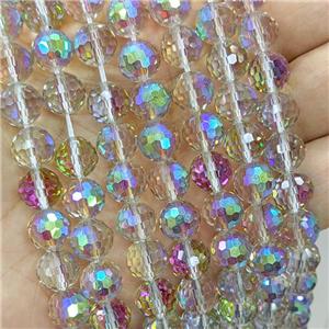 Chinese Crystal Glass Beads Electroplated Faceted Round, approx 10mm