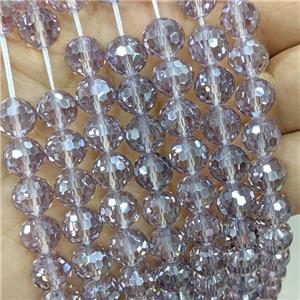 Chinese Crystal Glass Beads Gray Electroplated Faceted Round, approx 6mm