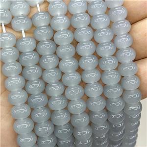 Jadeite Glass Beads Gray Dye Smooth Rondelle, approx 10mm