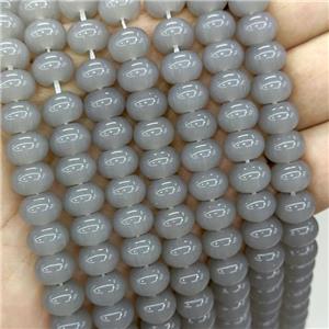 Jadeite Glass Beads Gray Dye Smooth Rondelle, approx 10mm