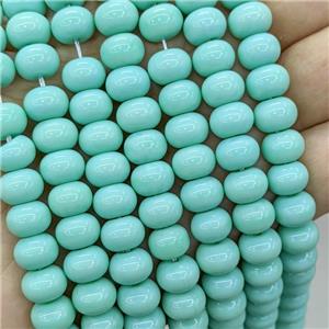 Jadeite Glass Beads Green Dye Smooth Rondelle, approx 10mm