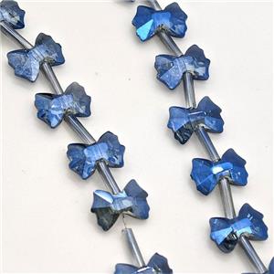 Chinese Crystal Glass Bow Beads Blue, approx 7-10mm