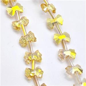 Chinese Crystal Glass Bow Beads Golden, approx 7-10mm