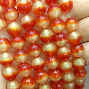 Red Foil Glass Round Beads Smooth, approx 12mm, 33pcs per st