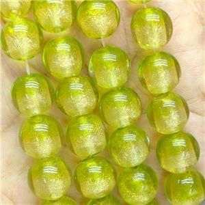 Olive Foil Glass Round Beads Smooth, approx 12mm, 33pcs per st