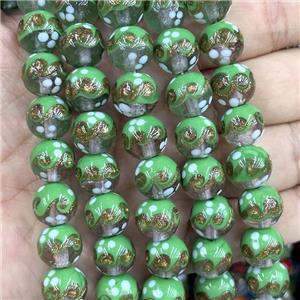 Lampwork Glass Round Beads Green, approx 12mm, 33pcs per st