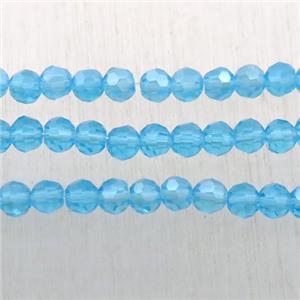 skyblue faceted chinese crystal glass ball beads, AB-color electroplated, approx 3mm dia, 200pcs per st