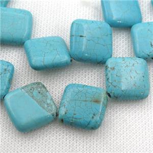 Magnesite Turquoise beads, square, approx 18mm