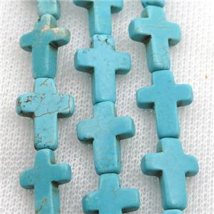 Magnesite Turquoise beads, cross, approx 12-16mm