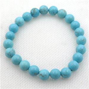 Magnesite Turquoise Bracelet, round, approx 8mm dia