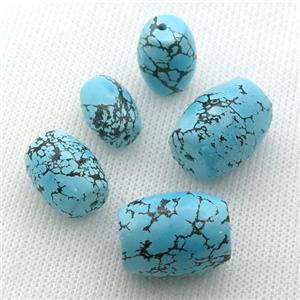 blue Sinkiang Turquoise barrel beads, approx 12x16mm