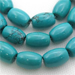 blue Sinkiang Turquoise barrel beads, approx 12-16mm