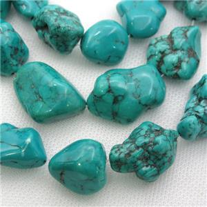 teal Sinkiang Turquoise nugget beads, irregular, approx 18-25mm