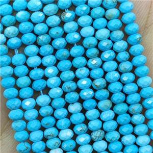 Howlite Turquoise Beads Blue Dye Faceted Rondelle, approx 3mm