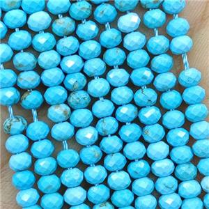 Howlite Turquoise Beads Blue Dye Faceted Rondelle, approx 4mm