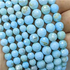 Natural Howlite Turquoise Beads Blue Dye Faceted Round, approx 6mm