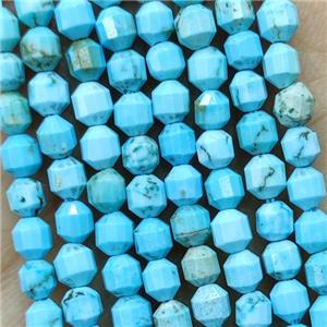 Natural Howlite Turquoise Beads Energy Prism Blue Dye, approx 4mm