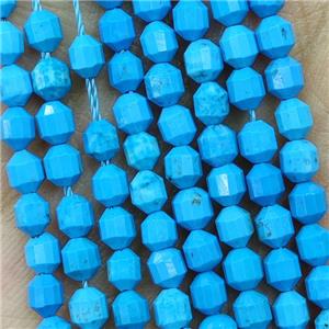 Natural Howlite Turquoise Beads Prism Blue Dye, approx 4mm