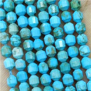 Natural Howlite Turquoise Beads Prism Blue Dye, approx 4mm