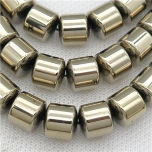 Hematite tube beads, pyrite color, approx 8mm