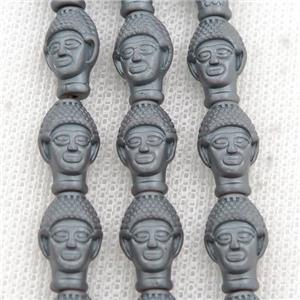 matte black Hematite buddha beads, approx 9-14mm