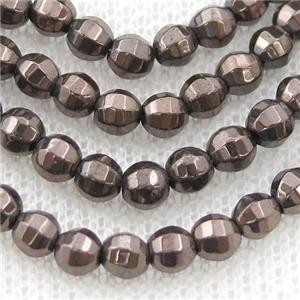 Hematite lantern beads, chocolate electroplated, approx 4mm dia