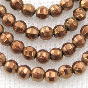 Hematite lantern beads, brown electroplated, approx 4mm dia