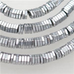 Hematite Hexagon Beads Platinum Electroplated, approx 6mm