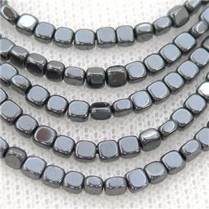 Black Hematite Square Beads, approx 4mm