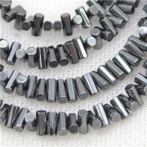 Black Hematite Beads Stick, approx 3-6mm