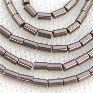 Chocolate Hematite Tube Beads, approx 3x5mm