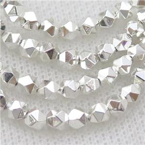 Hematite Beads Cut Round Shiny Silver, approx 7-8mm