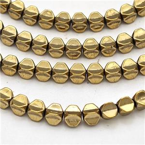 Hematite Carambola Beads Gold Plated, approx 4mm