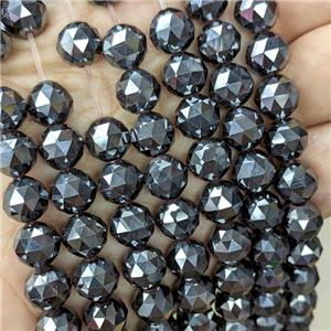 Black Hematite Beads Cut Round, approx 8mm dia