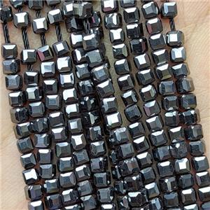 Black Hematite Beads Faceted Cube, approx 3mm