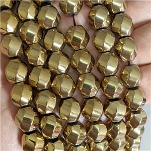 Hematite Twist Beads Gold Plated, approx 12mm