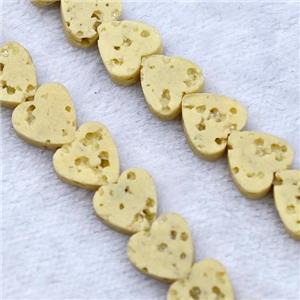 Yellow Lava Heart Beads, approx 6mm