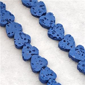 Blue Lava Heart Beads, approx 6mm