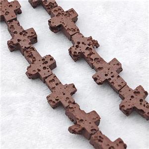 Chocolate Lava Cross Beads, approx 8-10mm