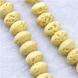 Yellow Lava Rondelle Beads Smooth, approx 8mm