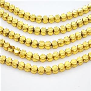 Hematite Carambola Beads Shiny Gold, approx 4mm