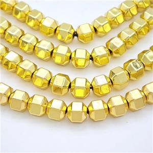 Hematite Beads Prism Shiny Gold, approx 8mm