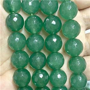 Green Jade Beads Faceted Round Dye, approx 14mm dia