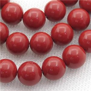 coralred Spong Jade Beads, round, approx 6mm dia