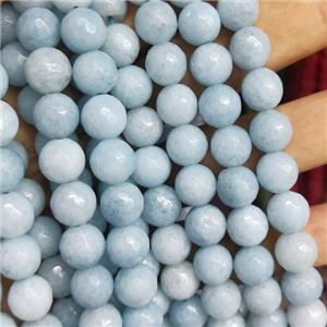 blue Jade Beads, faceted round, b-grade, approx 10mm dia