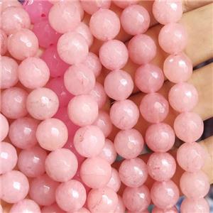 pink Jade Beads, faceted round, b-grade, approx 10mm dia