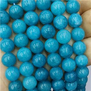 Teal Spong Jade Beads Smooth Round, approx 10mm dia