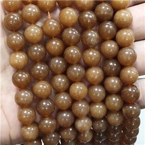 Brown Jade Beads Smooth Round Dye, approx 12mm dia