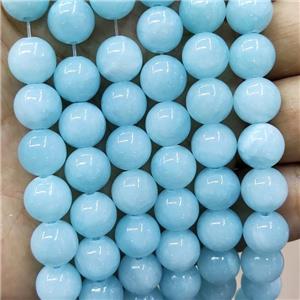 Natural Honey Jade Beads Blue Dye Smooth Round, approx 6mm dia