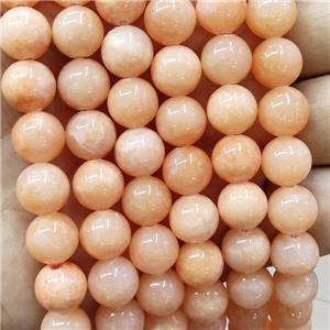 Natural Honey Jade Beads Peach Dye Smooth Round, approx 8mm dia